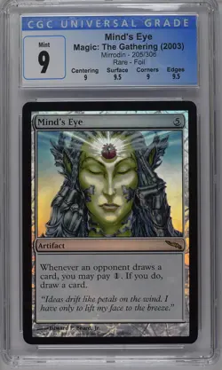 MIND'S EYE Mirrodin Foil Rare CGC 9 Q++ MTG [Nostalgium] - Image 1
