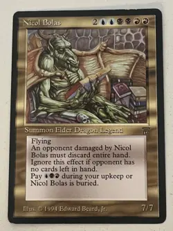Magic the Gathering MTG Legends Nicol Bolas LP- (Beta Bob) - Image 1