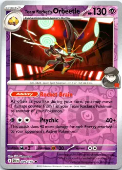 Pokemon Team Rocket's Orbeetle SV10: Destined Rivals DRI REVERSE HOLO 089/182 NM - Image 1
