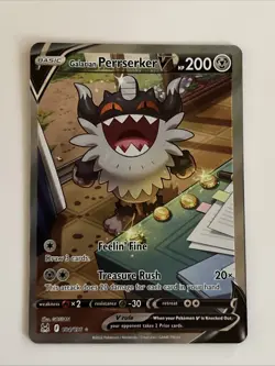 Pokemon Lost Origin Galarian Perrserker V 184/196 Alternate Art Ultra Rare NM - Image 1