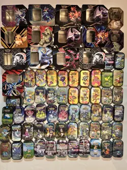 Pokemon TCG Empty Tin Lot 69 Total NO Packs Tins Only W/ Inserts (Inc. 151 Set) - Image 1