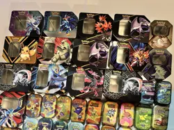 Pokemon TCG Empty Tin Lot 69 Total NO Packs Tins Only W/ Inserts (Inc. 151 Set) - Image 2