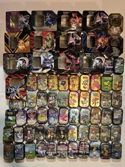 Pokemon TCG Empty Tin Lot 69 Total NO Packs Tins Only W/ Inserts (Inc. 151 Set) - Image 5