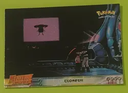 1999 Topps Pokemon Mewtwo Strikes Back #29 “Clones!!!” Foil Black Logo - Image 1