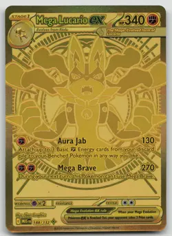 Pokemon TCG: Mega Evolutions, Mega Lucario EX Gold Hyper Rare #188/132 LP - Image 1