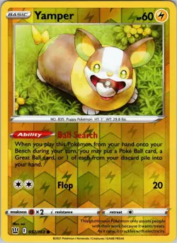 Yamper 052/163 Common Battle Styles Pokemon Reverse Holo NM - Image 1