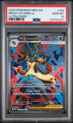2025 POKEMON MEG EN-MEGA EVOLUTION ULTRA RARE #160 MEGA LUCARIO EX PSA 10 - Image 1