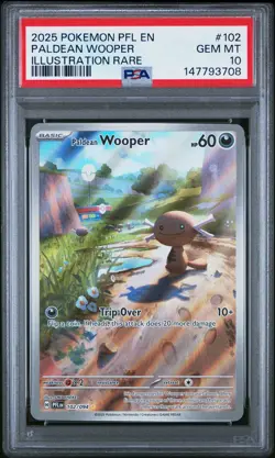 2025 POKEMON PFL EN-PHANTASMAL FLAMES ILLUSTRATION RARE PALDEAN WOOPER PSA 10 - Image 1
