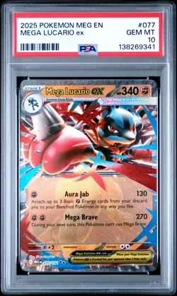 2025 POKEMON MEG EN-MEGA EVOLUTION #077 MEGA LUCARIO EX PSA 10 - Image 1