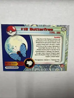 1999 Topps Series 1 Pokemon Butterfree #12 - Image 2