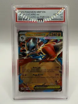 Pokemon Mega Lucario EX 012 Me: Mega Evolution Promo Holo PSA 10 English - Image 1