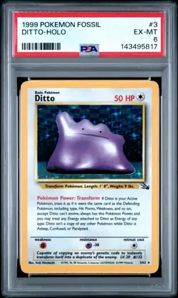 1999 POKEMON FOSSIL #3 DITTO-HOLO PSA 6 - Image 1
