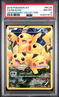 2016 POKEMON XY GENERATIONS RADIANT COLLECTION #RC29 FULL ART/PIKACHU PSA 8 - Image 1