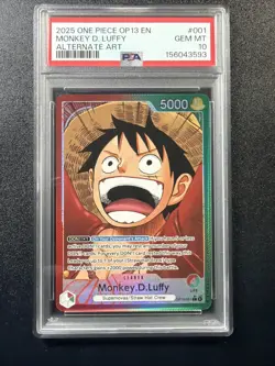 ONE PIECE OP13-CARRYING ON HIS WILL 001 MONKEY D. LUFFY ALTERNATE ART PSA 10 A3 - Image 1