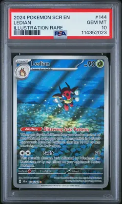 PSA 10 Ledian 144/142 Pokemon Stellar Crown Illustration Rare 2024 GEM MINT - Image 1