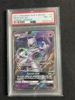 2017 PSA 8 Pokemon Sun & Moon Shining Legends Mewtwo EX 39/73 Card - Image 1