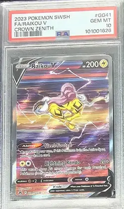 Raikou V GG41/GG70 PSA 10 Gem Mint Crown Zenith: Galarian Gallery Pokemon TCG - Image 1