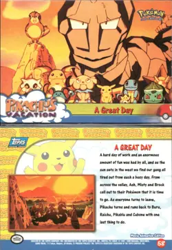 Pokemon Topps A Great Day #58 Pikachu's Vacation Blue Logo - Image 1