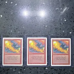 MTG - Red Elemental Blast x3 Interrupt Richard Thomas - Revised - Image 1