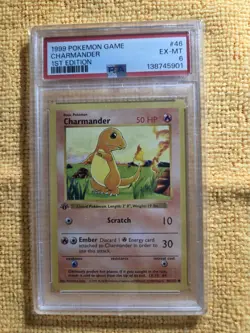 1999 POKEMON BASE SET 1ST EDITION #46 CHARMANDER PSA 6 - Image 1