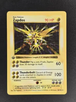 Pokemon TCG Zapdos Holo 1st Edition Shadowless Base Set 16/102 - Image 1