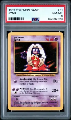 1999 POKEMON BASE SET UNLIMITED #31 JYNX PSA 8 - Image 1
