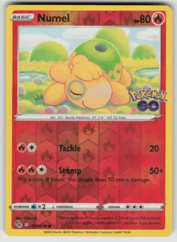Numel (Peelable Ditto) 013/078 Holo Common Pokemon GO Pokemon Reverse Holo LP - Image 1