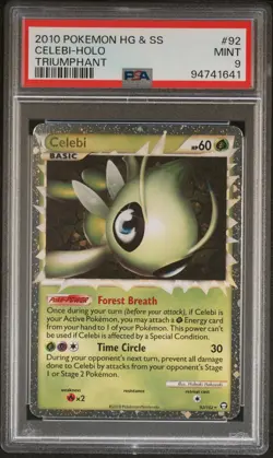 2010 POKEMON HEARTGOLD & SOULSILVER TRIUMPHANT #92 CELEBI-HOLO PSA 9 - Image 1