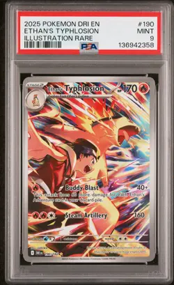 2025 POKEMON DRI EN-DESTINED RIVALS ILLUSTRATION RARE ETHAN'S TYPHLOSION PSA 9 - Image 1