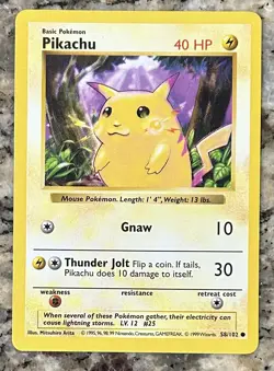 Pokemon TCG Pikachu 58/102 Base Set (Shadowless Yellow Cheek) - Image 1