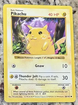Pokemon TCG Pikachu 58/102 Base Set (Shadowless Yellow Cheek) - Image 2