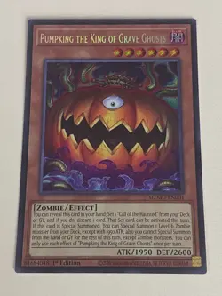 Yugioh Pumpking the King of Grave Ghosts 1st Edition Secret Rare NM Free Holo A - Image 1