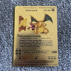 Pokemon TCG Charizard Gold Foil 4/102 Fan Art Display Art Card MINT - Image 1