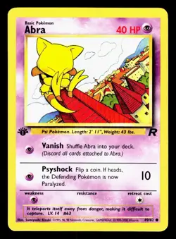 Abra 49/82 Vintage Pokemon Card 1999-2000 Team Rocket 1st Edition NM NP - Image 1