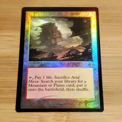 Arid Mesa, Retro Frame Foil Magic MTG LP Misprint Miscut Off Center - Image 1