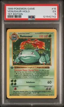 1999 POKEMON BASE SET 1ST EDITION #15 VENUSAUR-HOLO PSA 5 - Image 1