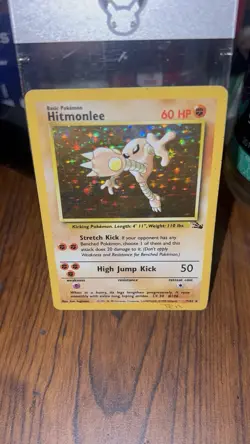 Pokemon Hitmonlee Fossil 7/62 Holo Rare 1999 English HP60 Ken Sugimori - Image 1