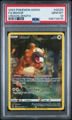 Bidoof GG29/GG70 Crown Zenith Galarian Gallery PSA 10 Pokemon Card - Image 1