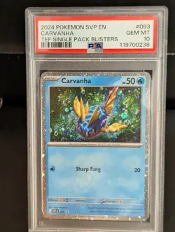 PSA 10 Carvanha 093 (Cosmo Holo) Promo Pokemon 2024 SVP EN - TEF Blister Pack - Image 1