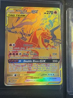 Pokemon Reshiram & Charizard GX SM247 Sun & Moon Promo Full Art TAG TEAM Holo - Image 1