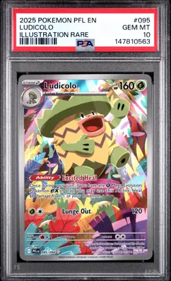 PSA 10 Ludicolo 095/094 Pokemon Phantasmal Flames PFL EN Illustration Rare 2025 - Image 1