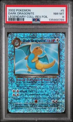 Dark Dragonite #5 Reverse Holo 2002 Pokemon Legendary Collection PSA 8 - Image 1