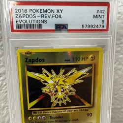 2016 Pokemon XY: Evolutions - Zapdos Reverse Holo Foil - PSA 9 MINT - Image 2