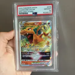 2022 POKEMON SWORD & SHIELD BRILLIANT STARS #018 CHARIZARD VSTAR PSA 10 - Image 1