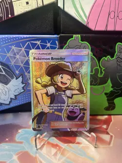 Pokemon Breeder FULL ART ULTRA RARE Trainer 73/73 SM Shining Legends Pokemon LP - Image 1