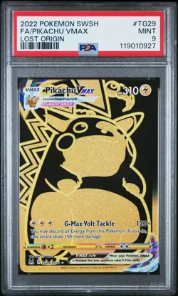 2022 POKEMON SWORD & SHIELD LOST ORIGIN #TG29 FULL ART/PIKACHU VMAX PSA 9 - Image 1