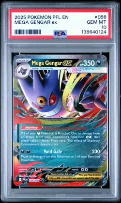 2025 POKEMON PFL EN-PHANTASMAL FLAMES #056 MEGA GENGAR EX PSA 10 - Image 1
