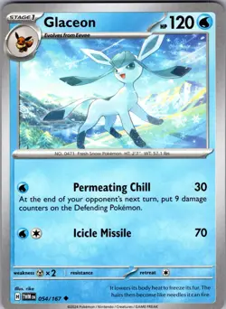 Glaceon Twilight Masquerade 054/167 Uncommon Pokemon Near Mint - Image 1