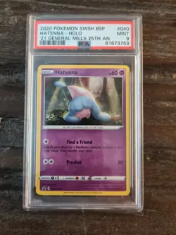 2020 Pokemon SWSH BSP '21 General Mills 25th AN. Hatenna Holo #40 PSA 9 - Image 1