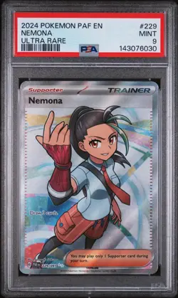2024 POKEMON PAF EN-PALDEAN FATES #229 NEMONA ULTRA RARE PSA 9 - Image 1